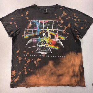 Pink Floyd Dark Side of the Moon Bleach Dye Graphic T-Shirt Mens Large Black